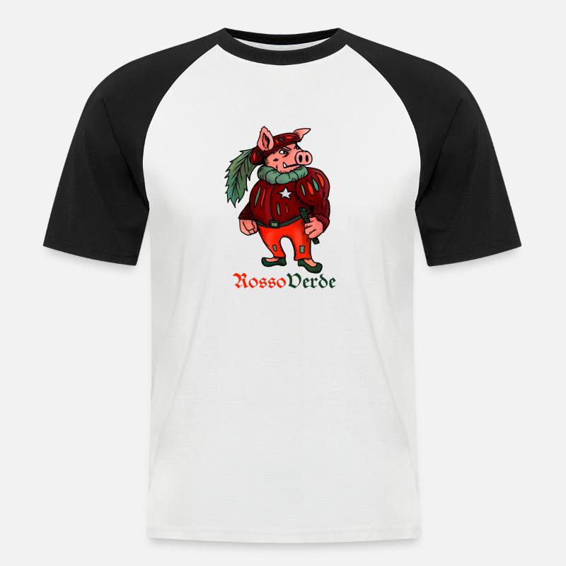 RossoVerde - Männer Baseball-T-Shirt - Weiß/Schwarz