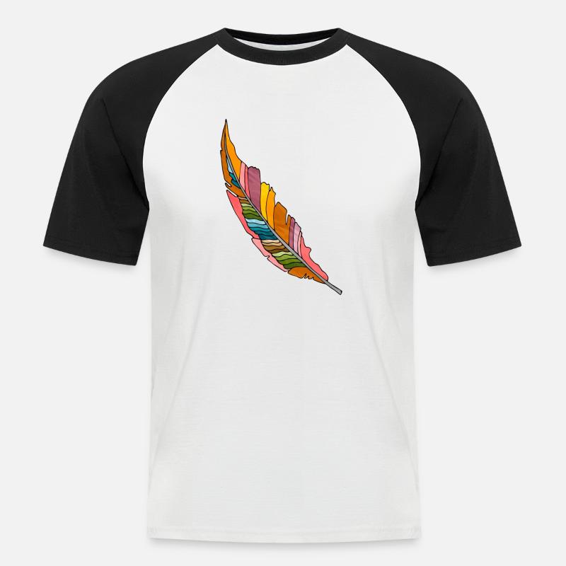 Feder - Männer Baseball-T-Shirt - Weiß/Schwarz