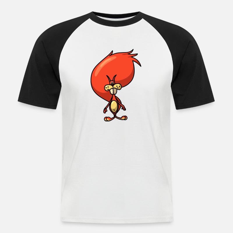 Comic Eichhörnchen - Männer Baseball-T-Shirt - Weiß/Schwarz