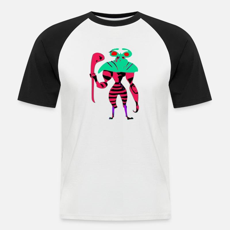 Exo der nette Alien - Männer Baseball-T-Shirt - Weiß/Schwarz