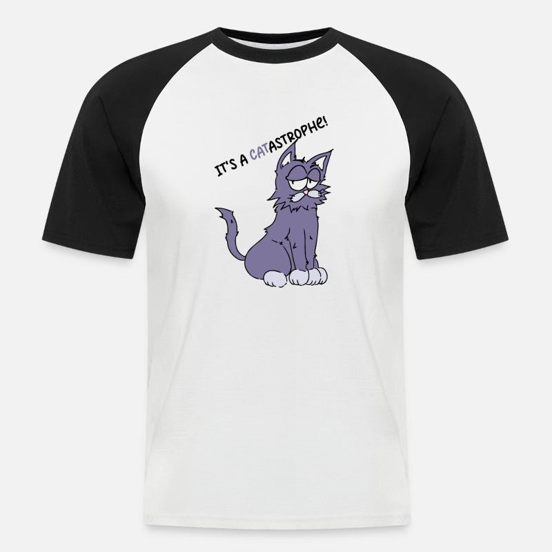 Lustiger Spruch It`s a catastophe - Männer Baseball-T-Shirt - Weiß/Schwarz