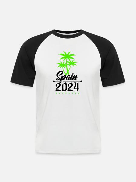 Spain 2024 Palm Trees - Men's Baseball T-Shirt - white/black