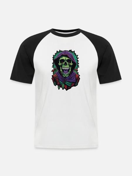 Tod in der Nachbarschaft - Männer Baseball-T-Shirt - Weiß/Schwarz