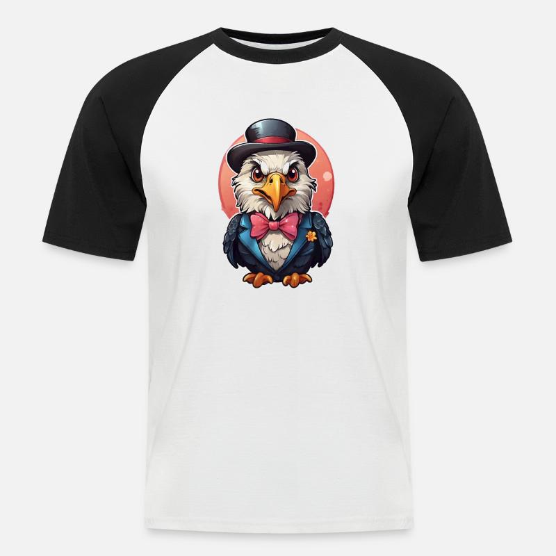 Lustiger Adler Comic - Männer Baseball-T-Shirt - Weiß/Schwarz