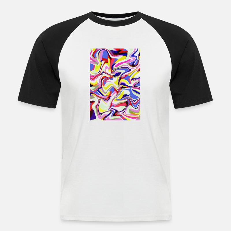 Abstraktes buntes Muster flüssig - Männer Baseball-T-Shirt - Weiß/Schwarz