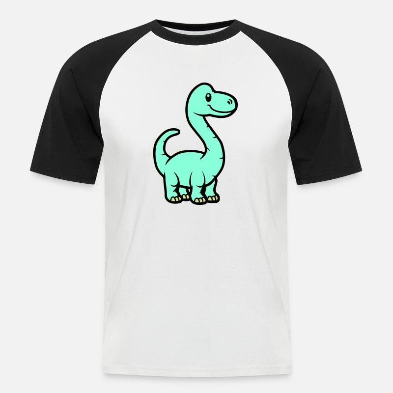 dinosaurier brontosaurus comic - Männer Baseball-T-Shirt - Weiß/Schwarz
