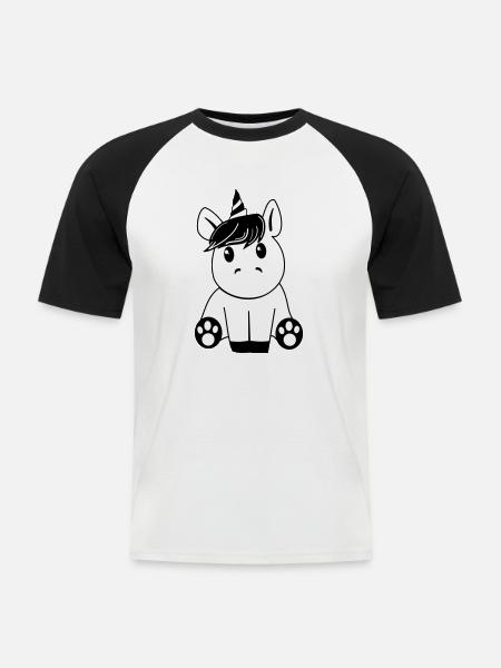 Unicorn black - Men's Baseball T-Shirt - white/black