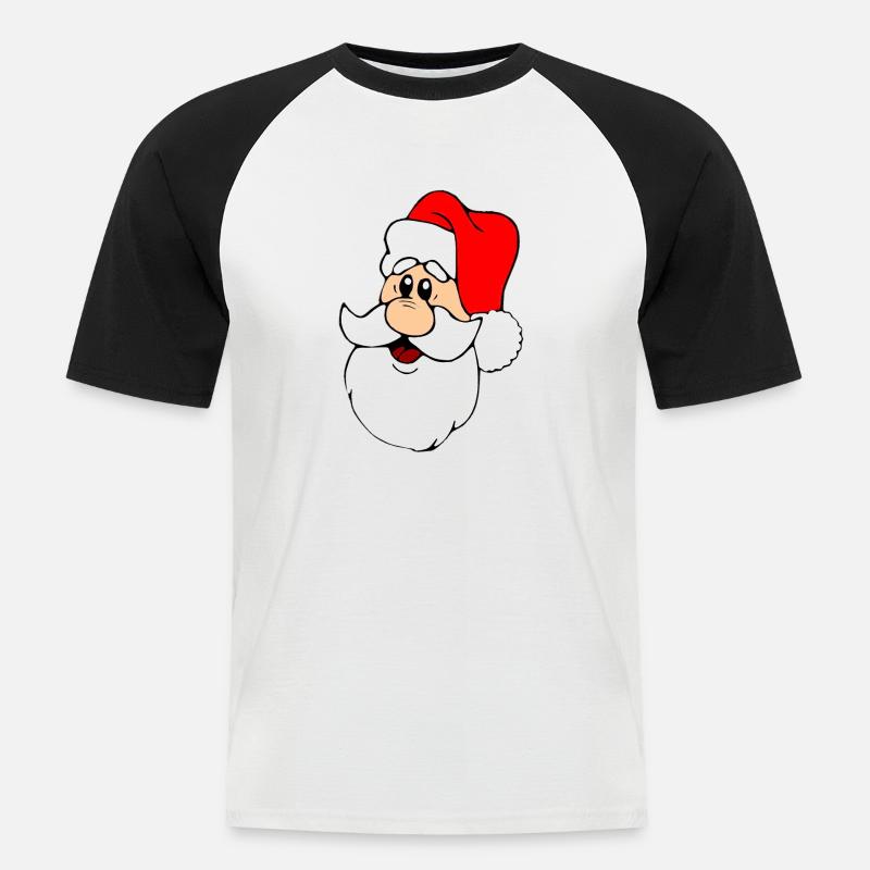 Weihnachtsmann mit Mütze - Männer Baseball-T-Shirt - Weiß/Schwarz