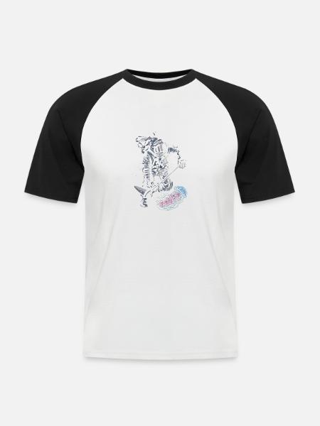 Austronaut Fisher - Männer Baseball-T-Shirt - Weiß/Schwarz