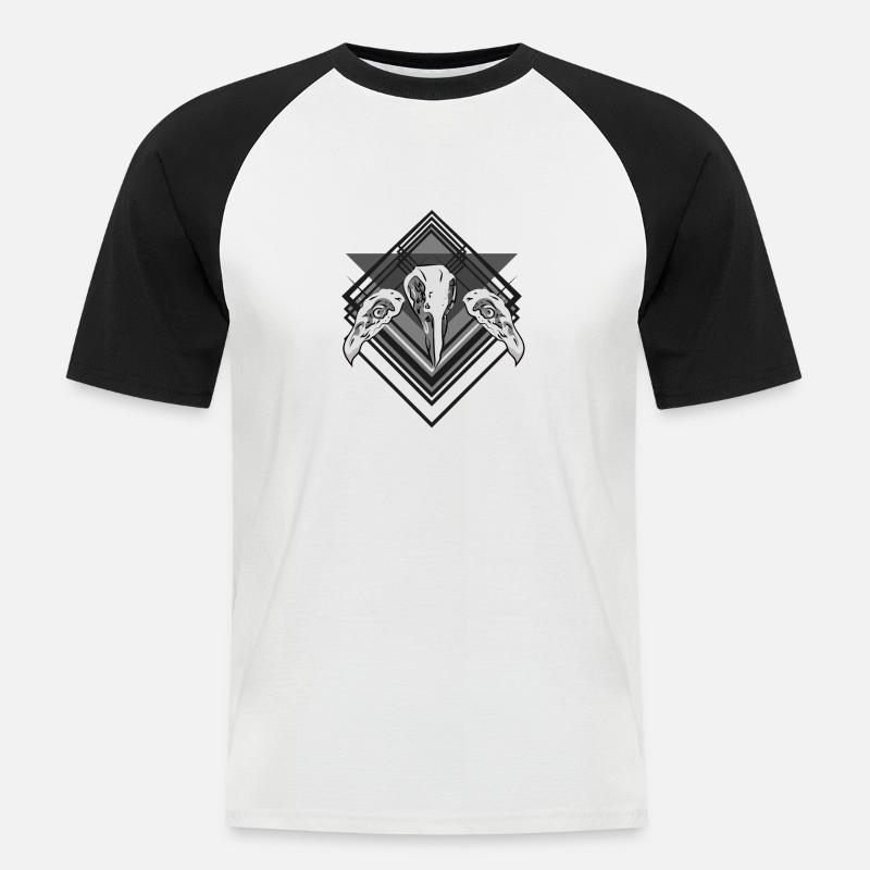 Vogel-Schädel - Männer Baseball-T-Shirt - Weiß/Schwarz