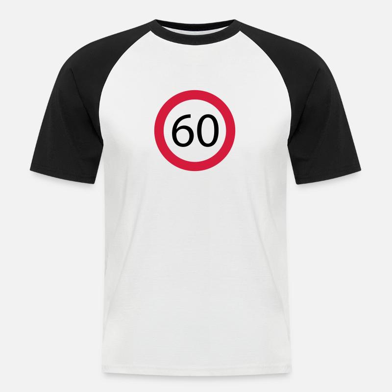60 - Männer Baseball-T-Shirt - Weiß/Schwarz