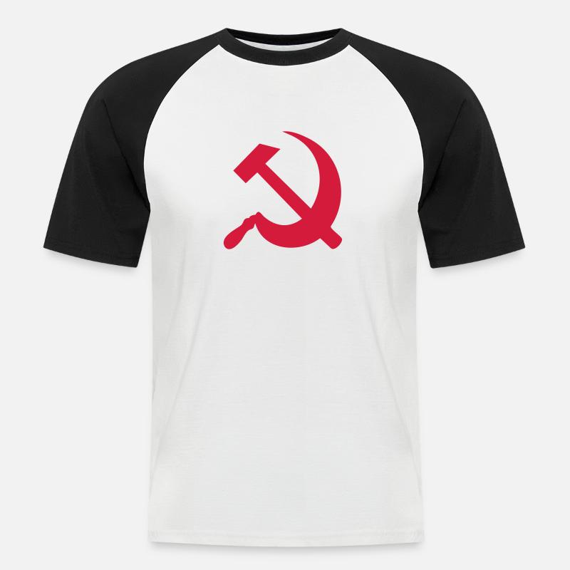 Hammer und Sichel - Männer Baseball-T-Shirt - Weiß/Schwarz