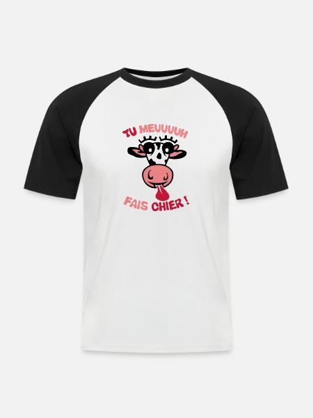 Sie Kuhscheiße Begriff muhen - Männer Baseball-T-Shirt - Weiß/Schwarz