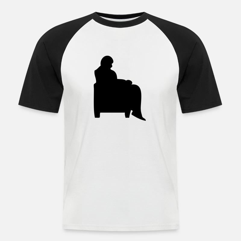 Mann sitzender Sessel Canape alt - Männer Baseball-T-Shirt - Weiß/Schwarz