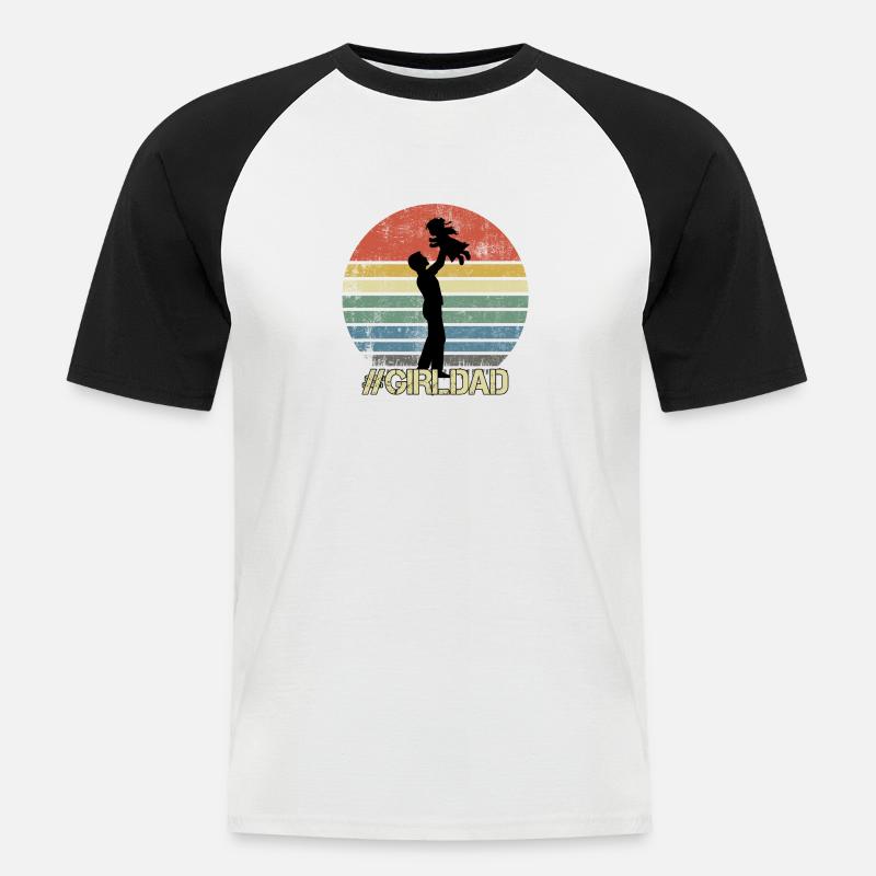 Mädchen Papa - Männer Baseball-T-Shirt - Weiß/Schwarz