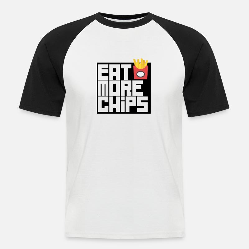 Essen Sie mehr Chips - Männer Baseball-T-Shirt - Weiß/Schwarz