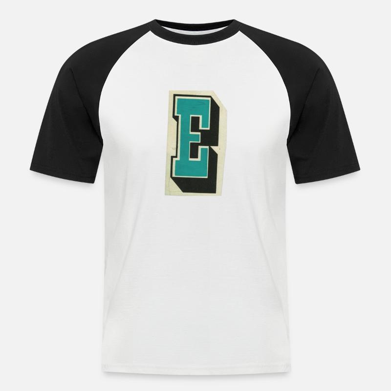 Buchstabe E - Männer Baseball-T-Shirt - Weiß/Schwarz