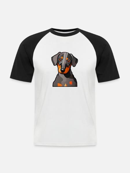 Dackel Design Grafik Motiv - Männer Baseball-T-Shirt - Weiß/Schwarz