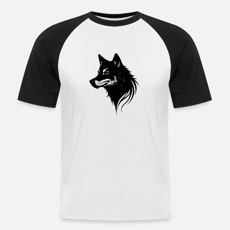 Wolf - Männer Baseball-T-Shirt - Weiß/Schwarz