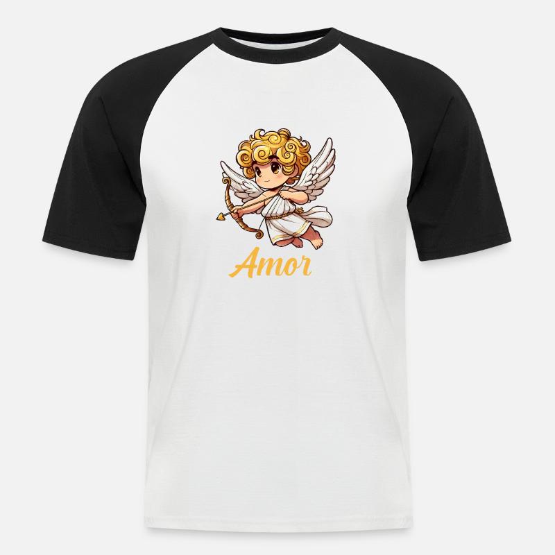 Engel Comic Amor - Männer Baseball-T-Shirt - Weiß/Schwarz