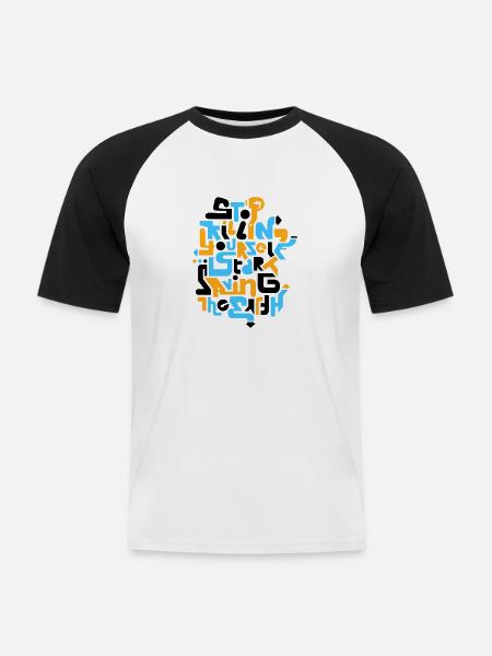stopkillingyaself_3f - Männer Baseball-T-Shirt - Weiß/Schwarz