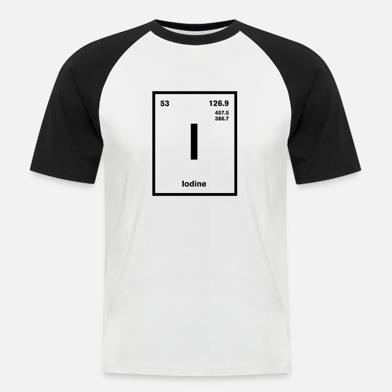 Iodine Element im Periodensystem - Männer Baseball-T-Shirt - Weiß/Schwarz
