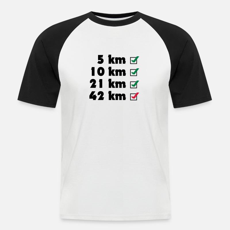 Marathon Checklist - Männer Baseball-T-Shirt - Weiß/Schwarz