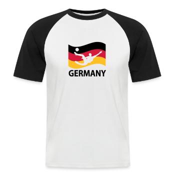 Deutschland Fußball - Männer Baseball-T-Shirt - Weiß/Schwarz - Vorne - Nik (191cm)