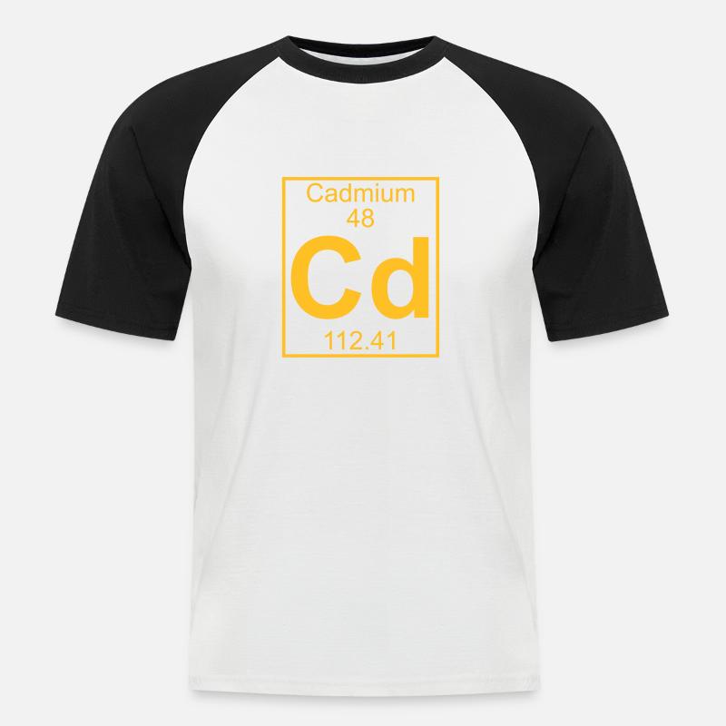 Element 048 - Cd (cadmium) - Full - Männer Baseball-T-Shirt - Weiß/Schwarz