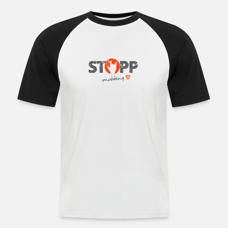 Stoppt Mobbing 4 - Männer Baseball-T-Shirt - Weiß/Schwarz