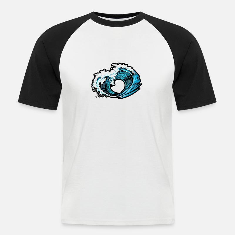 Power Wave – Retro Surf Vibes - Männer Baseball-T-Shirt - Weiß/Schwarz