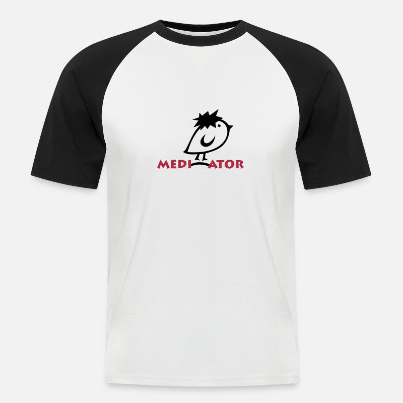 TWEETLERCOOLS - MEDIATOR - Männer Baseball-T-Shirt - Weiß/Schwarz