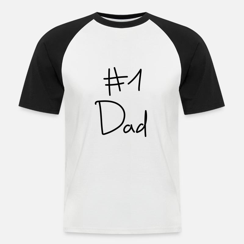 #1 Dad - Bester Vater - Männer Baseball-T-Shirt - Weiß/Schwarz