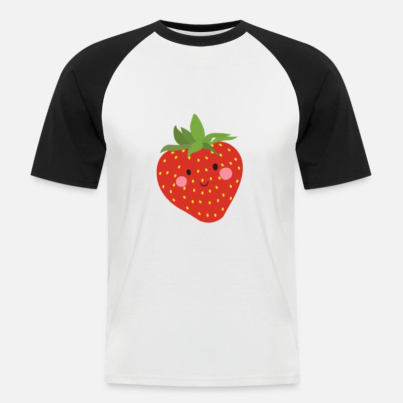 fragola - Maglia da baseball a manica corta da uomo - bianco/nero
