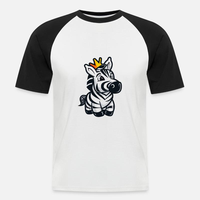 Zebra Comic Crown - Men's Baseball T-Shirt - white/black