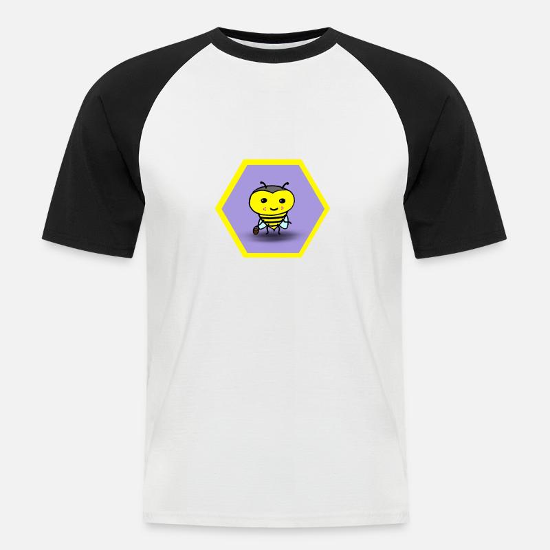 Biene mit Eimerchen - Männer Baseball-T-Shirt - Weiß/Schwarz