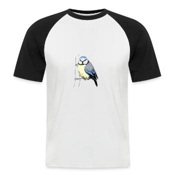 Blaumeise - Männer Baseball-T-Shirt - Weiß/Schwarz - Vorne - Nik (191cm)