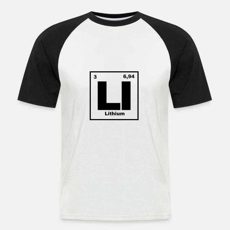 Lithium Element - Männer Baseball-T-Shirt - Weiß/Schwarz