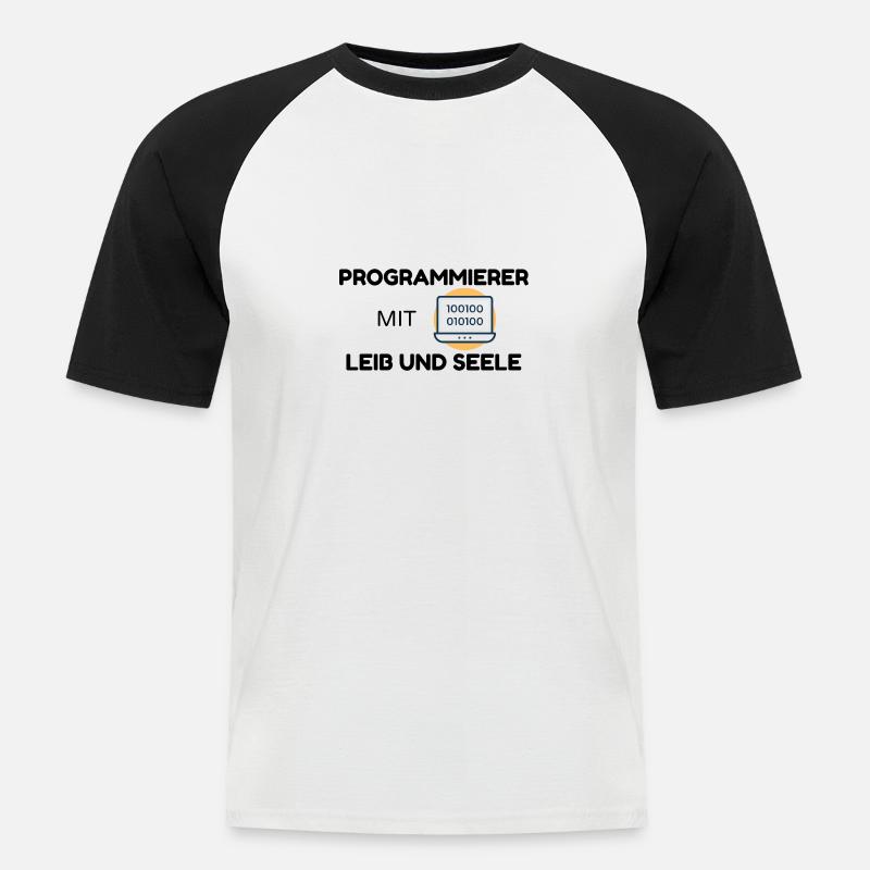 Programmierer mit Leib und Seele - Männer Baseball-T-Shirt - Weiß/Schwarz