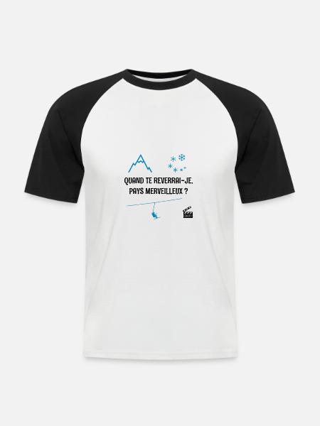 Quand te reverrai-je ? Les bronzés font du ski ! - T-shirt baseball manches courtes Homme - blanc/noir