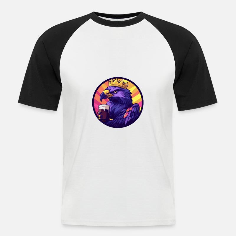 Harpyie Vogel Bier Comic - Männer Baseball-T-Shirt - Weiß/Schwarz