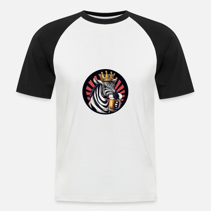 Zebra Bier Comic - Männer Baseball-T-Shirt - Weiß/Schwarz