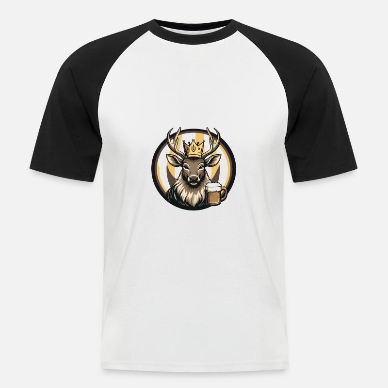 Hirsch Bier Comic - Männer Baseball-T-Shirt - Weiß/Schwarz