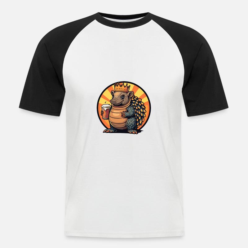 Gürteltier Bier Comic - Männer Baseball-T-Shirt - Weiß/Schwarz