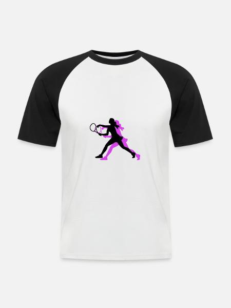 Tennis Spielerin Symbol - Männer Baseball-T-Shirt - Weiß/Schwarz