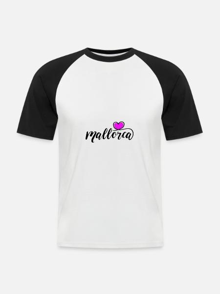 Mallorca Herz - Männer Baseball-T-Shirt - Weiß/Schwarz