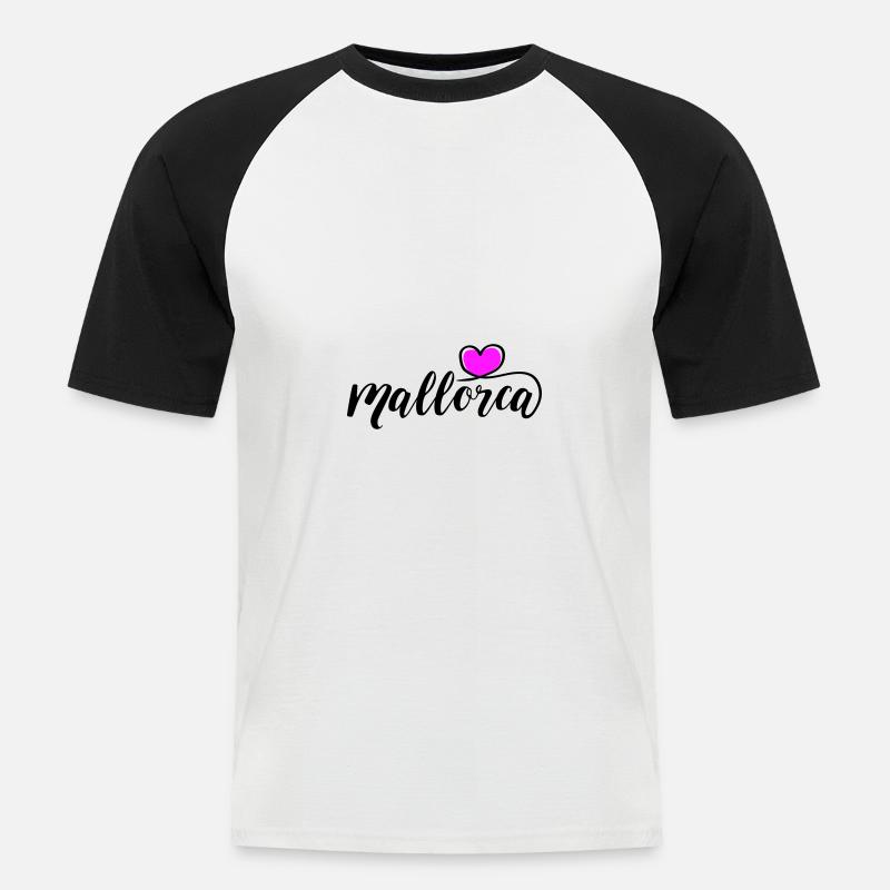 Mallorca Herz - Männer Baseball-T-Shirt - Weiß/Schwarz