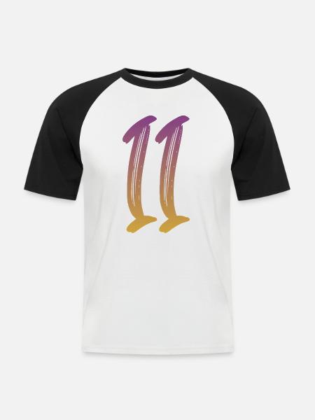 11 - Männer Baseball-T-Shirt - Weiß/Schwarz