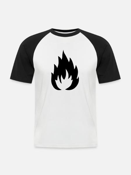 Flamme - Männer Baseball-T-Shirt - Weiß/Schwarz
