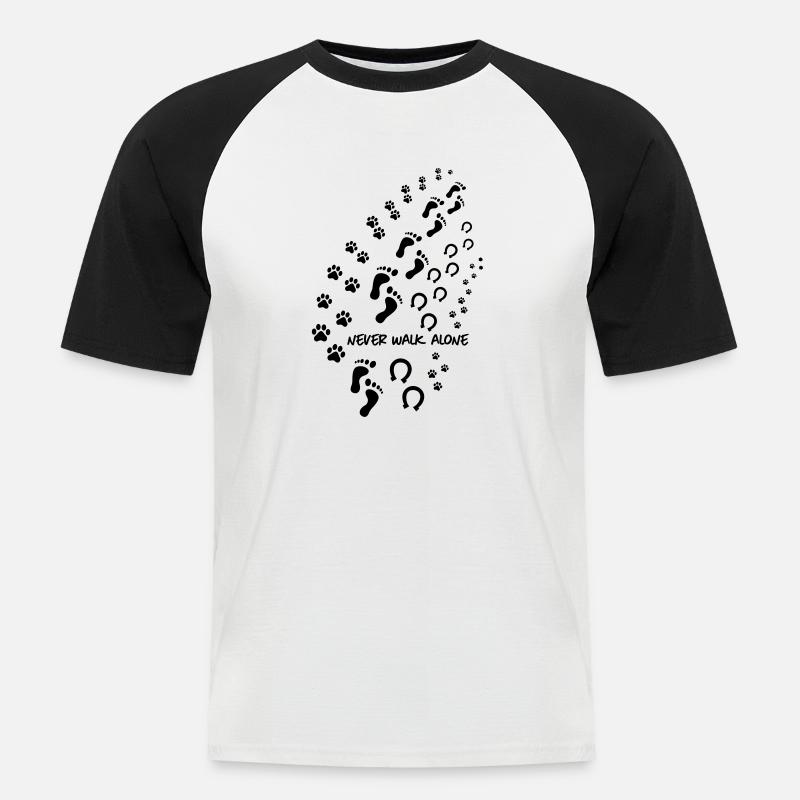 never walk alone 3 - Männer Baseball-T-Shirt - Weiß/Schwarz